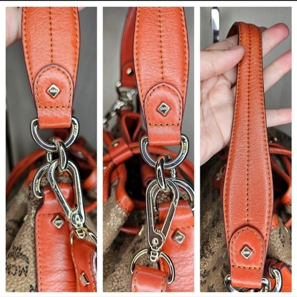 🔹MCM🔹️visetos jacquard brown orange bucket Draw String  crossbody shoulder bag - Picture 11 of 12